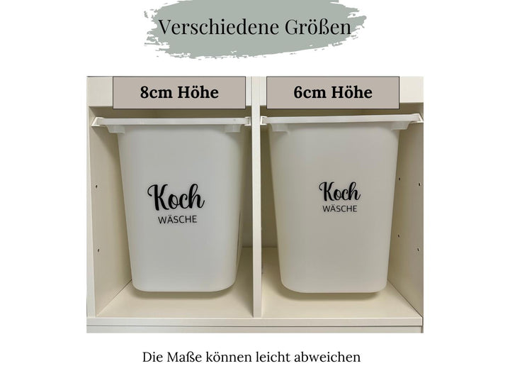 Größenvergleich direkt auf zwei Wäscheboxen nebeneinander